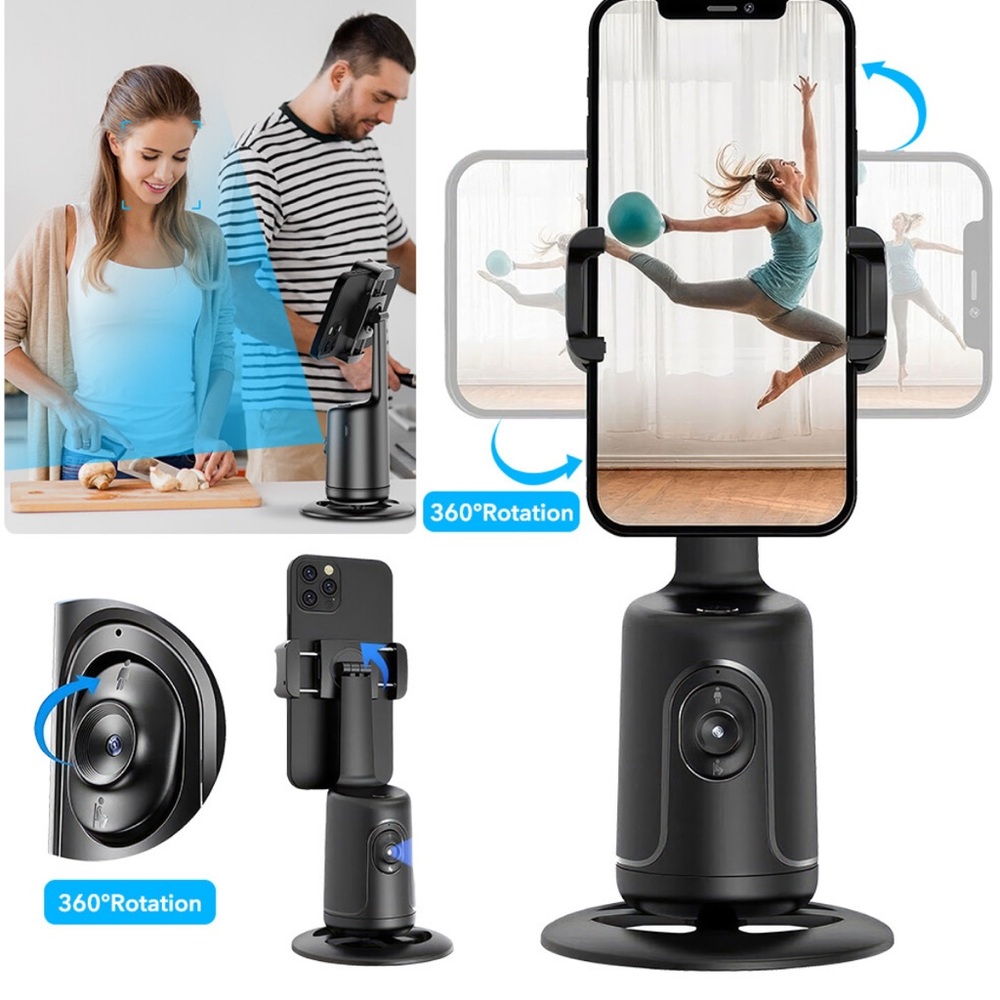 Auto Face Tracking Selfie Tripod - Black and Red